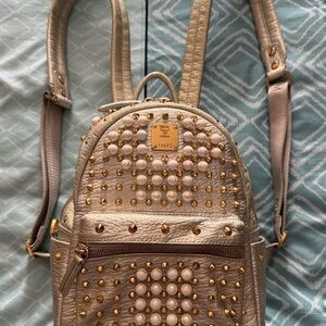 MCM Gold Pearl & Studded Mini Backpack